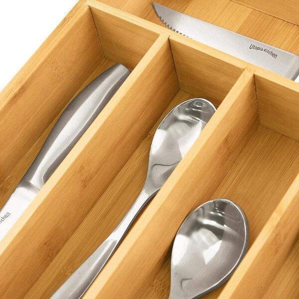 St Clare 5 Compartment Bamboo Cutlery Tray - KITCHEN - Cutlery Trays - Soko and Co