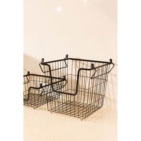 Stackable Black Wire Basket Large