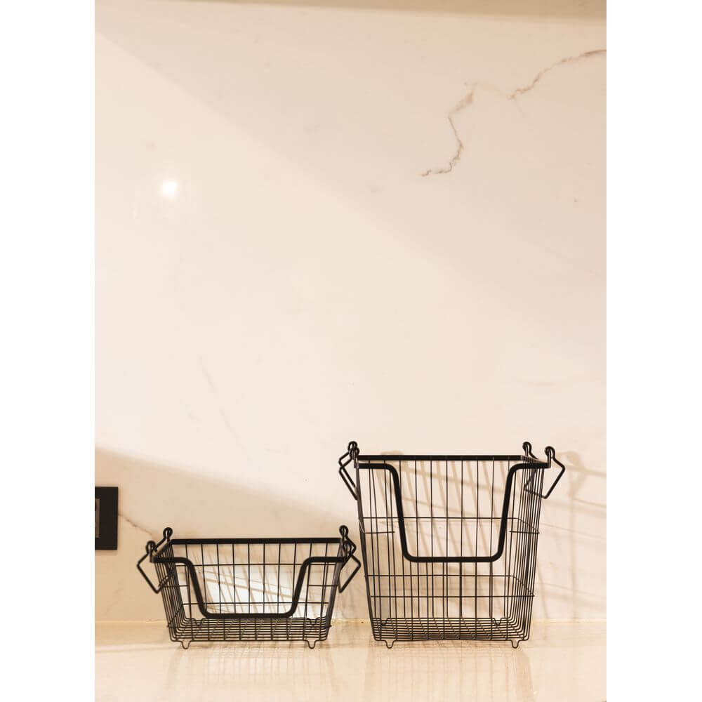 Stackable Black Wire Basket Set - KITCHEN - Shelves and Racks - Soko and Co