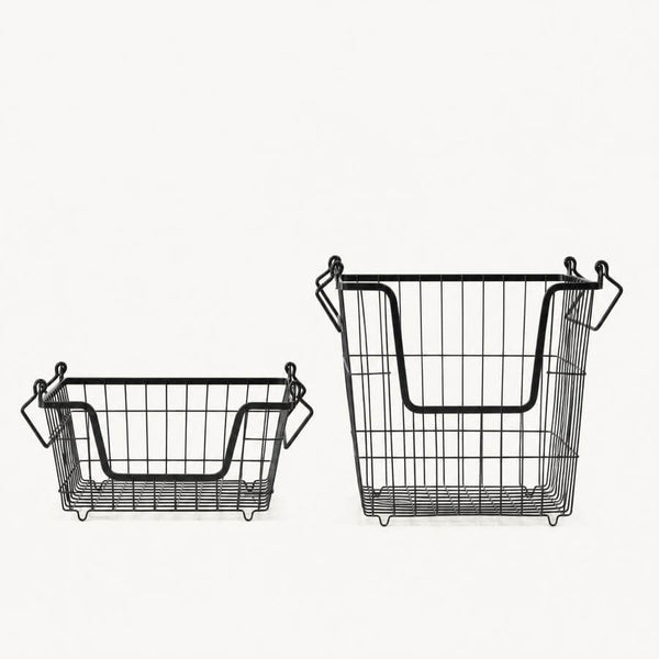 Stackable Black Wire Basket Set