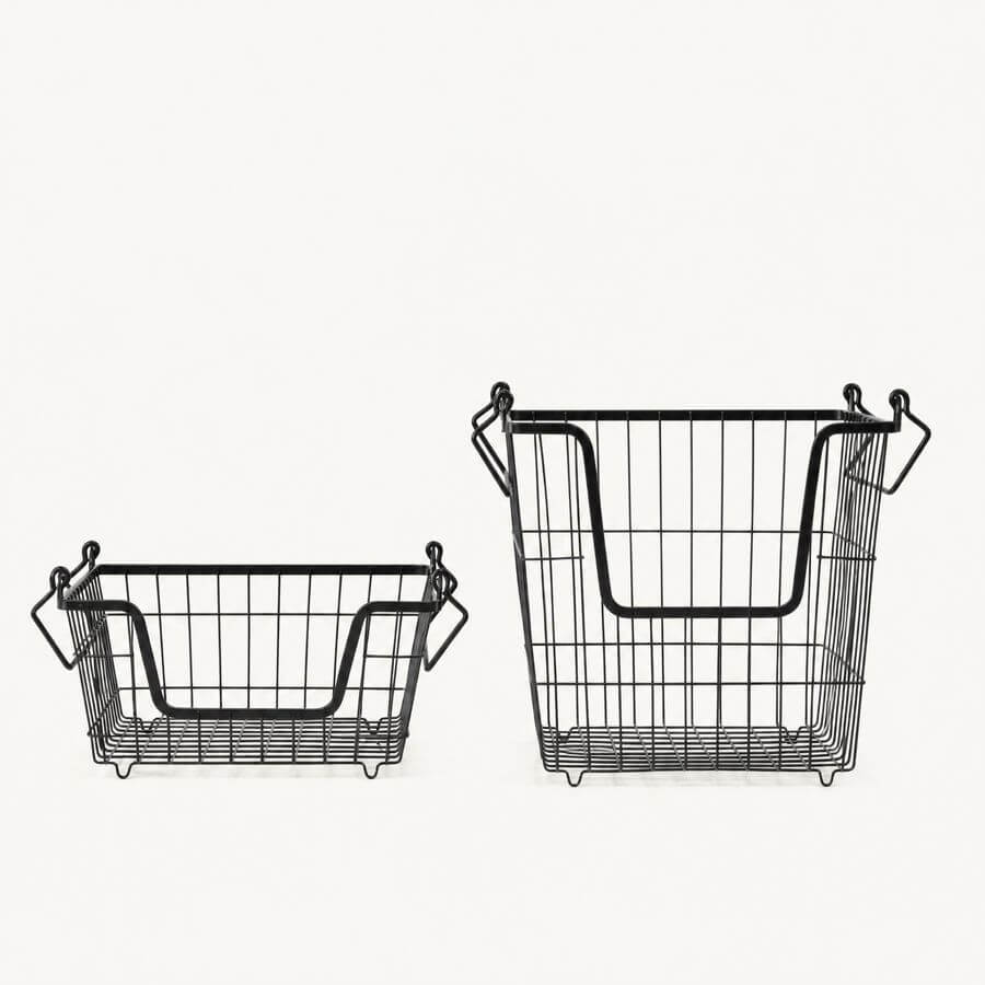 Stackable Black Wire Basket Set - KITCHEN - Shelves and Racks - Soko and Co