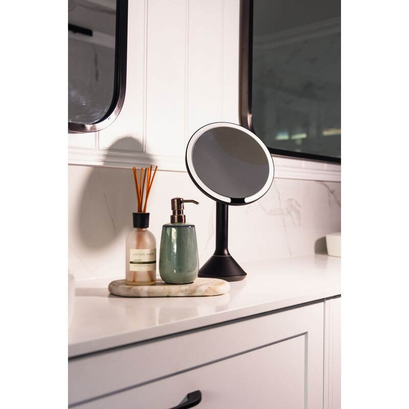 The Opal Freestanding LED 5x Magnified Mirror Black - BATHROOM - Mirrors - Soko and Co