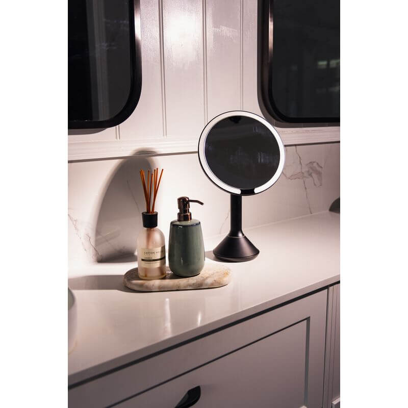 The Opal Freestanding LED 5x Magnified Mirror Black - BATHROOM - Mirrors - Soko and Co