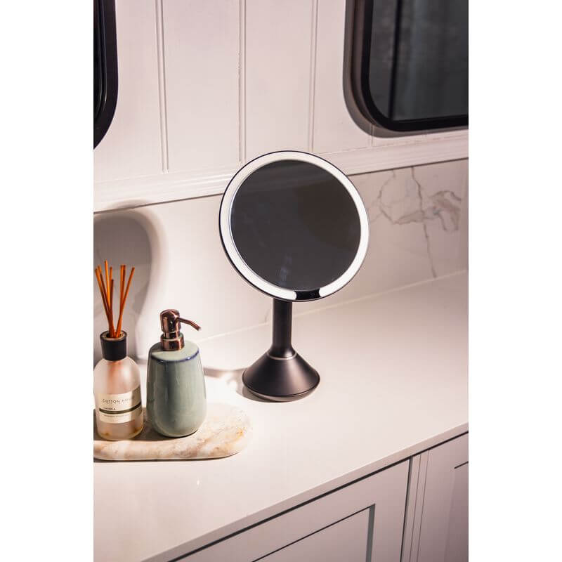The Opal Freestanding LED 5x Magnified Mirror Black - BATHROOM - Mirrors - Soko and Co