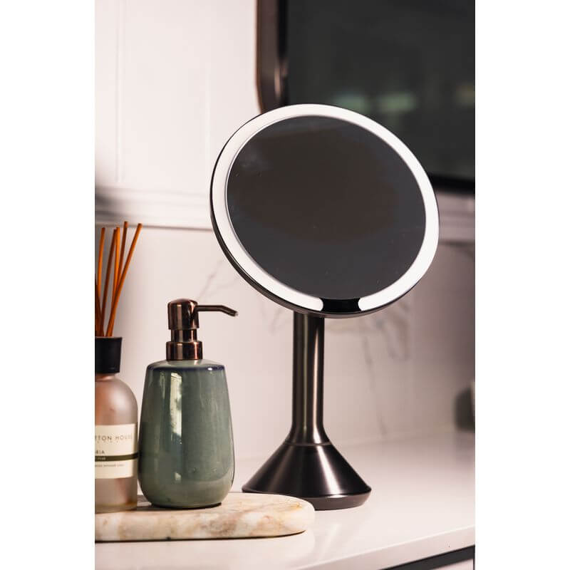 The Opal Freestanding LED 5x Magnified Mirror Gun Metal - BATHROOM - Mirrors - Soko and Co