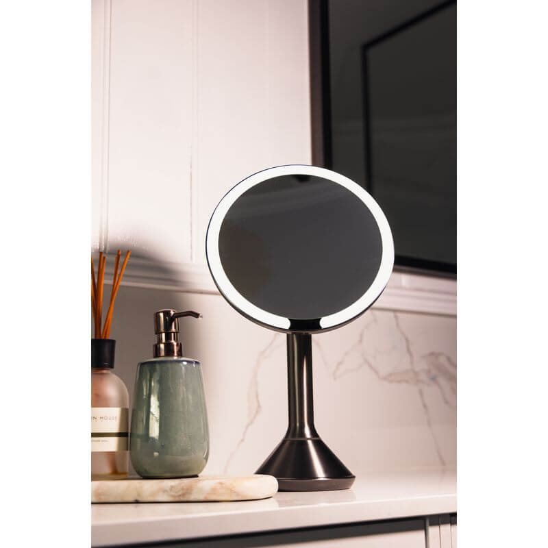 The Opal Freestanding LED 5x Magnified Mirror Gun Metal - BATHROOM - Mirrors - Soko and Co