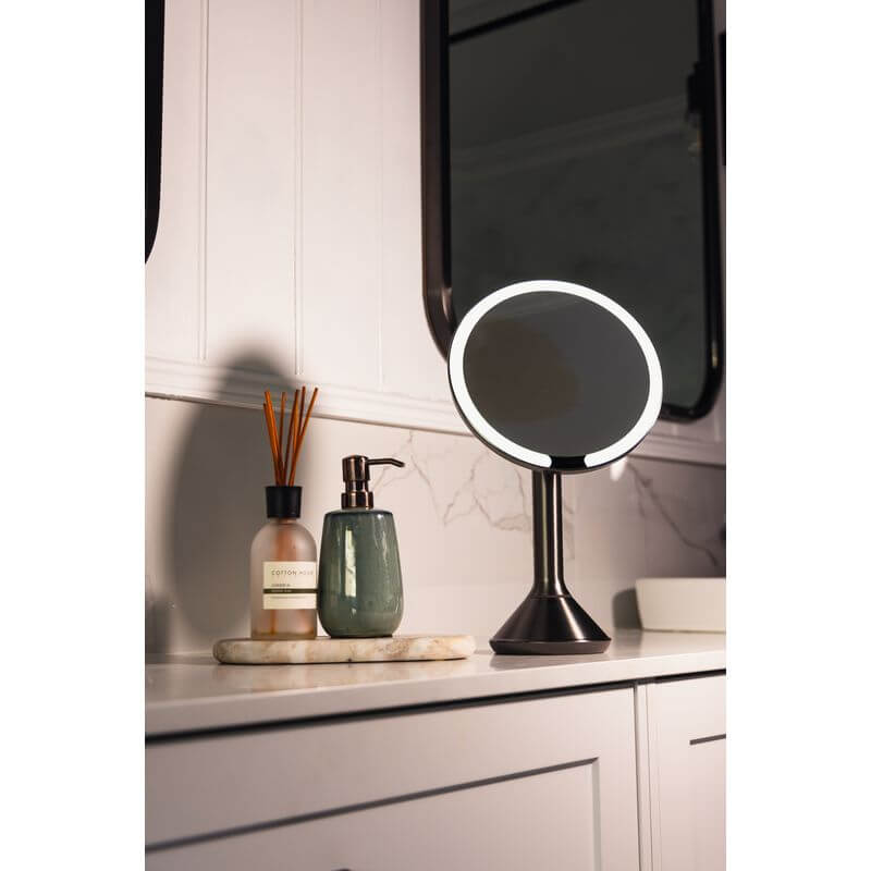 The Opal Freestanding LED 5x Magnified Mirror Gun Metal - BATHROOM - Mirrors - Soko and Co