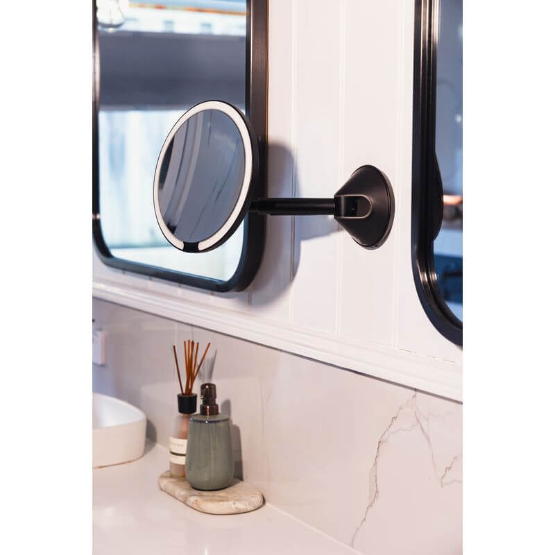 The Opal Wall-Mounted LED 5x Magnified Mirror Black - BATHROOM - Mirrors - Soko and Co