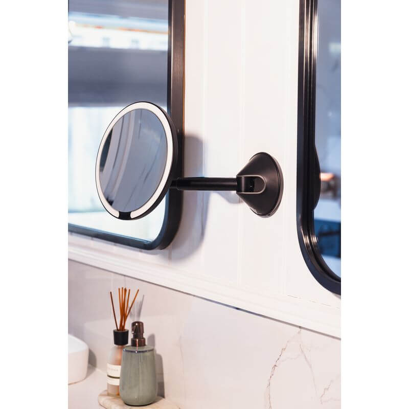 The Opal Wall-Mounted LED 5x Magnified Mirror Black - BATHROOM - Mirrors - Soko and Co