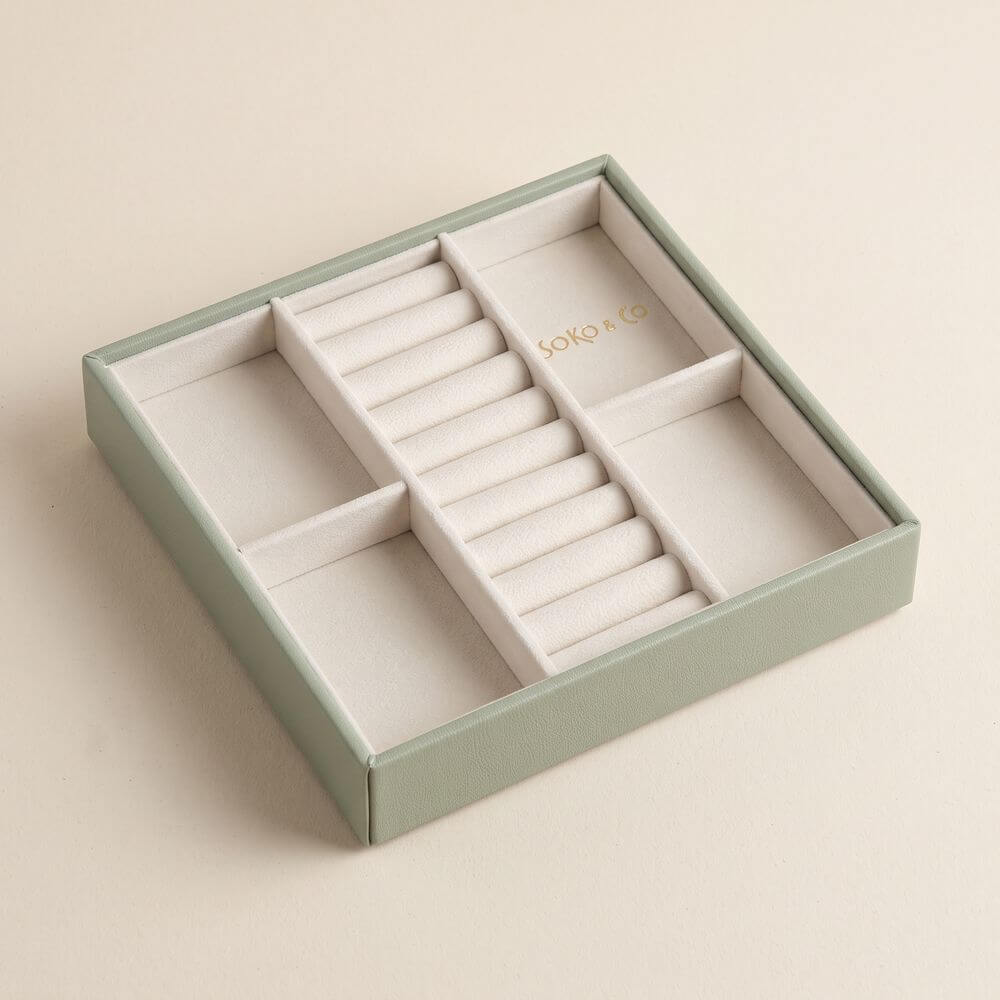 Atelier Stacking Jewellery Tray Set with Lid Sage - WARDROBE - Jewellery Storage - Soko and Co