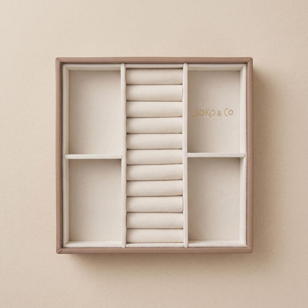 Atelier Stacking Jewellery Tray Set with Lid Taupe - WARDROBE - Jewellery Storage - Soko and Co