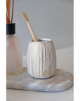 Tornano Ceramic 3 Piece Bathroom Accessories Set Gold - BATHROOM - Bathroom Accessory Sets - Soko and Co