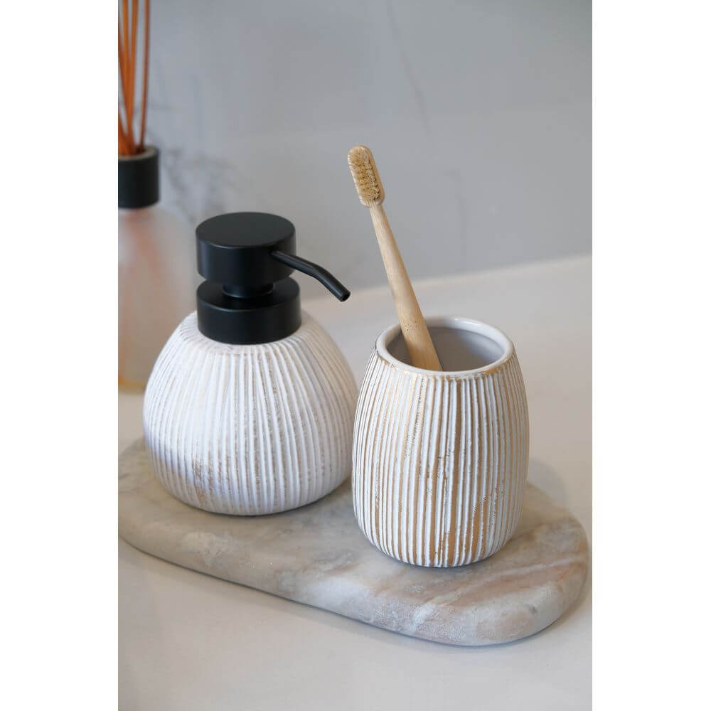 Tornano Ceramic Tumbler Gold - BATHROOM - Toothbrush Holders - Soko and Co