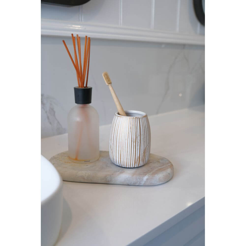 Tornano Ceramic Tumbler Gold - BATHROOM - Toothbrush Holders - Soko and Co