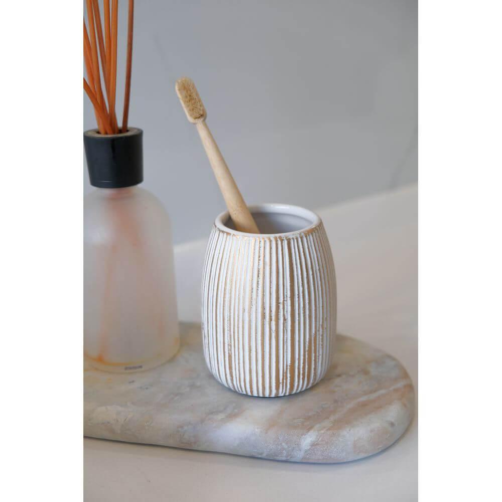 Tornano Ceramic Tumbler Gold - BATHROOM - Toothbrush Holders - Soko and Co
