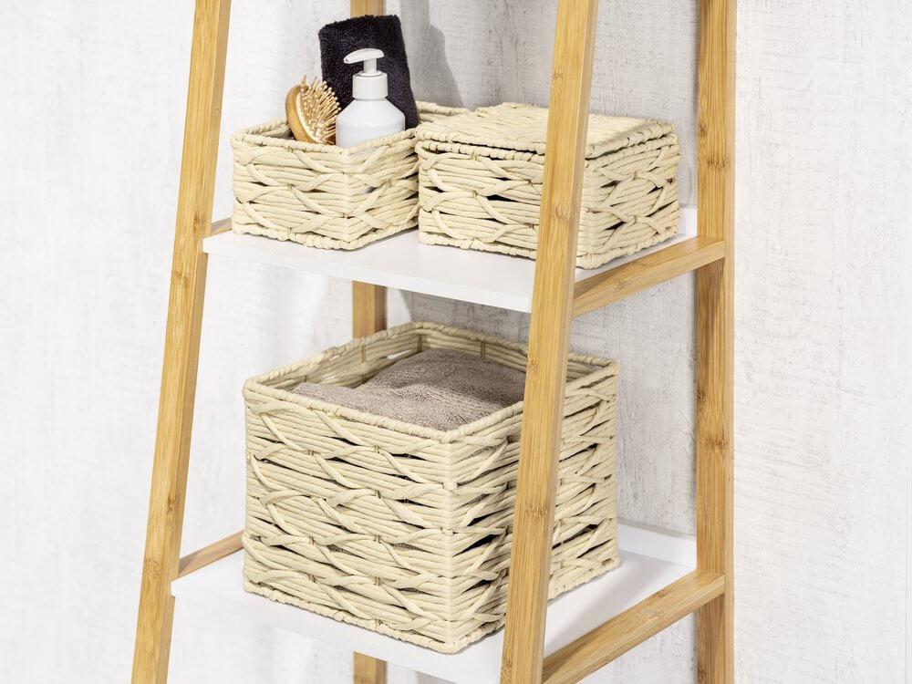 Vabriano Lidded Woven Storage Box Cream - HOME STORAGE - Baskets and Totes - Soko and Co