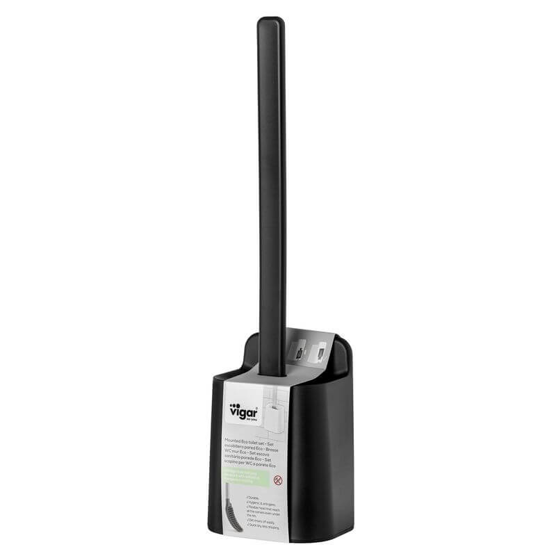 Vigar Essential Eco Wall Mounted Toilet Brush Black - BATHROOM - Toilet Brushes - Soko and Co