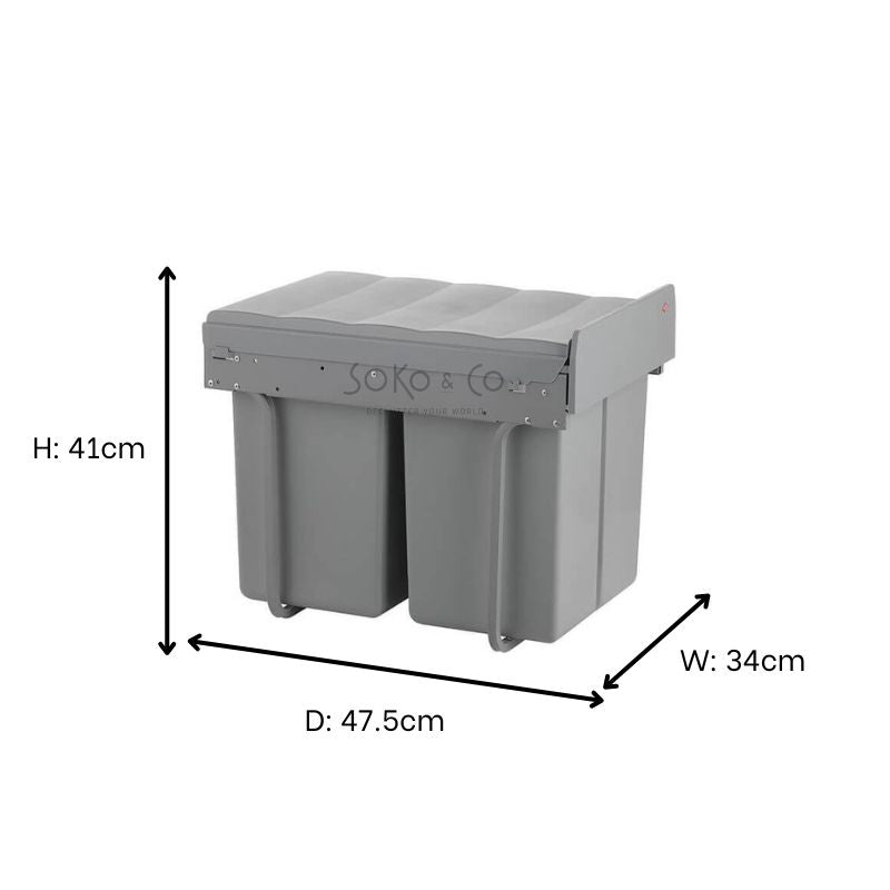 Wesco 40L Double Pull Out Cupboard Bin - KITCHEN - Bins - Soko and Co