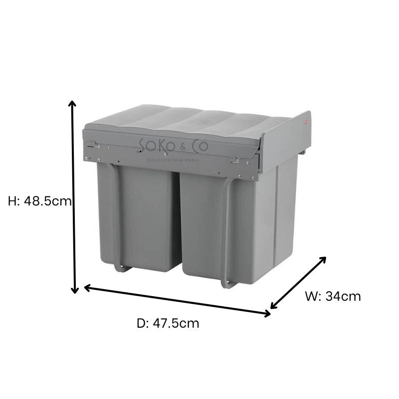 Wesco 52L Double Pull Out Cupboard Bin - KITCHEN - Bins - Soko and Co