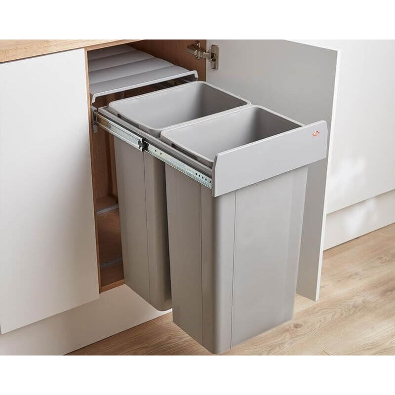 Wesco 64L Double Pull Out Cupboard Bin - KITCHEN - Bins - Soko and Co