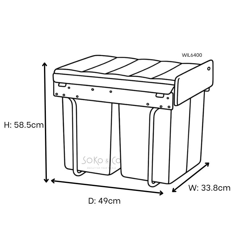 Wesco 64L Double Pull Out Cupboard Bin - KITCHEN - Bins - Soko and Co