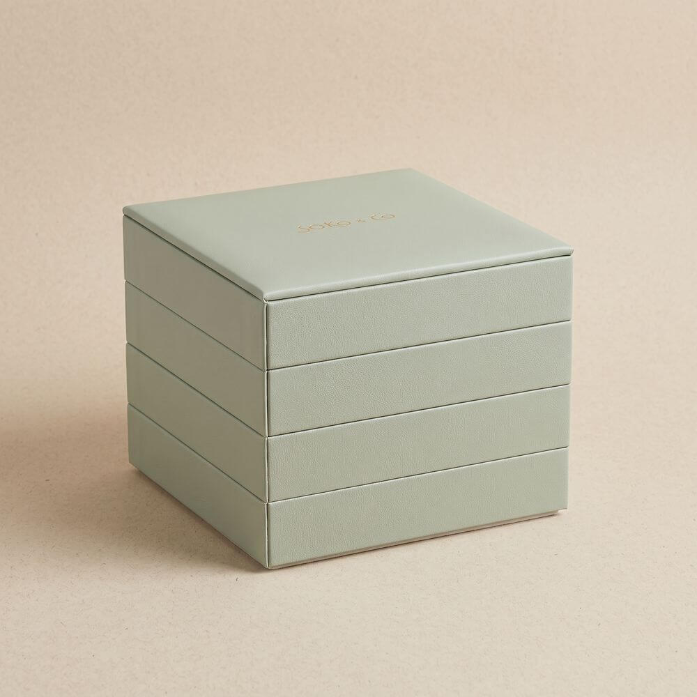 Atelier Stacking Jewellery Tray Set with Lid Sage - WARDROBE - Jewellery Storage - Soko and Co