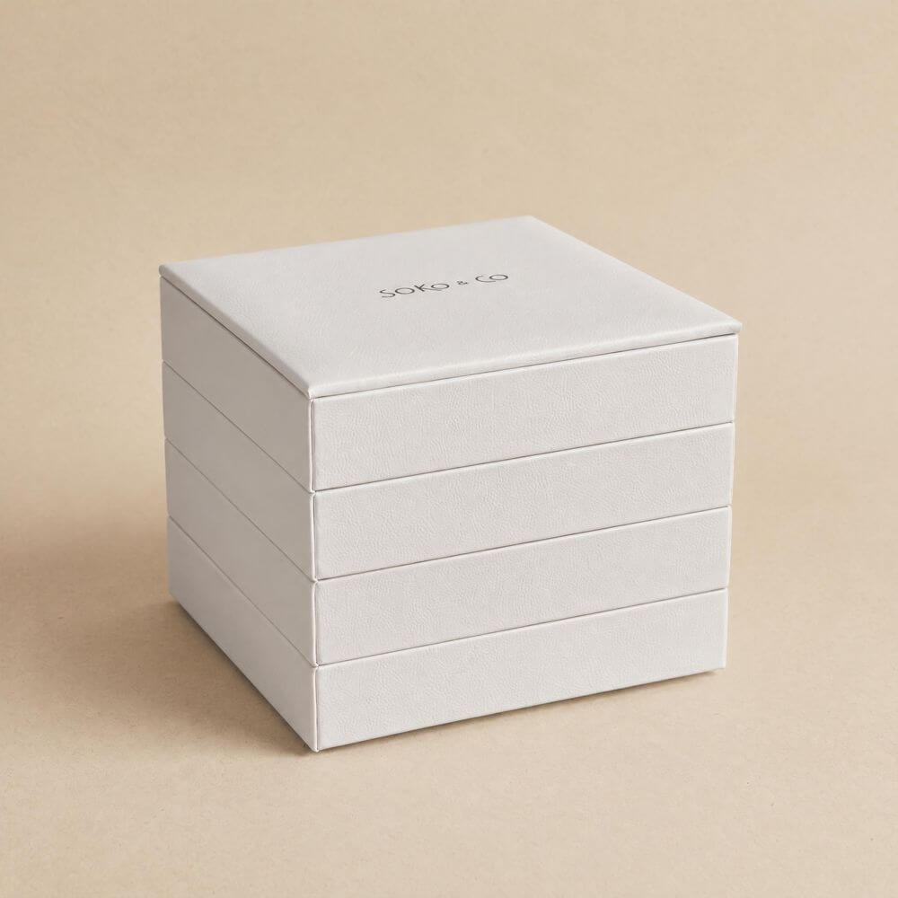 Atelier Stacking Jewellery Tray Set with Lid White - WARDROBE - Jewellery Storage - Soko and Co