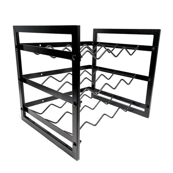 12 Bottle Slim Stackable Wine Rack Matte Black