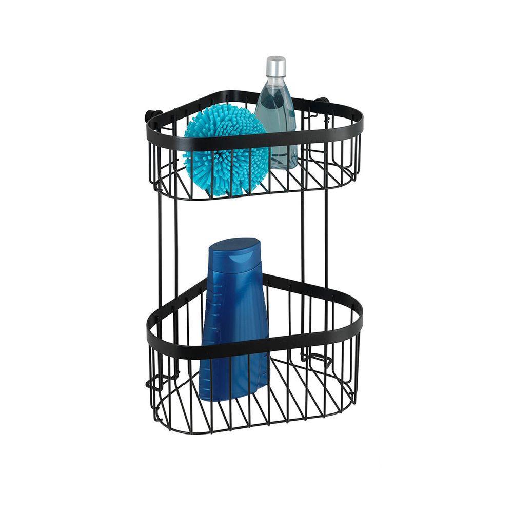 2 Tier Corner Shower Basket Matte Black - BATHROOM - Shower Caddies - Soko and Co