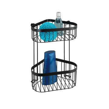 2 Tier Corner Shower Basket Matte Black