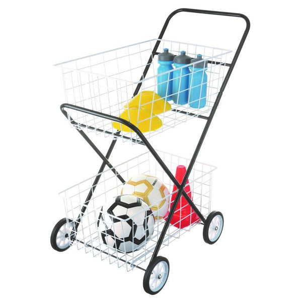 2 Tier Laundry Basket Trolley Black & White