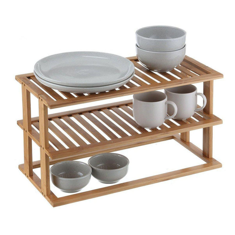 2 Tier Rectangular Bamboo Pantry Shelf