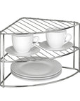 3 Tier Corner Plate Stacker & Pantry Shelf Chrome - KITCHEN - Shelves and Racks - Soko and Co