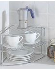 3 Tier Corner Plate Stacker & Pantry Shelf Chrome - KITCHEN - Shelves and Racks - Soko and Co
