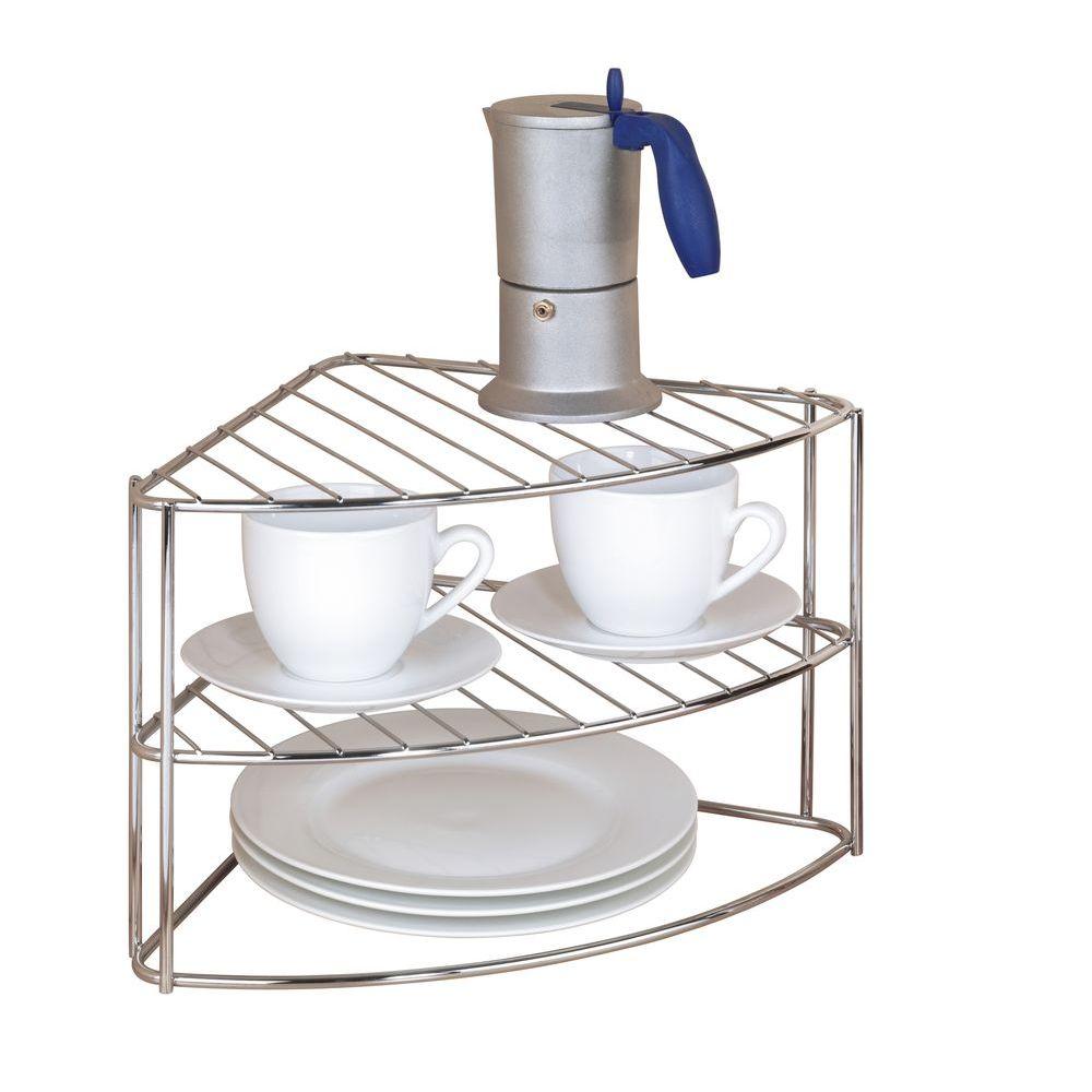 3 Tier Corner Plate Stacker & Pantry Shelf Chrome - KITCHEN - Shelves and Racks - Soko and Co