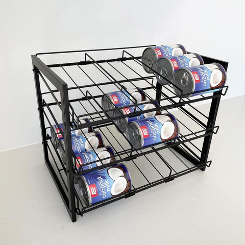 3 Tier Heavy Duty Adjustable Can Rack Matte Black