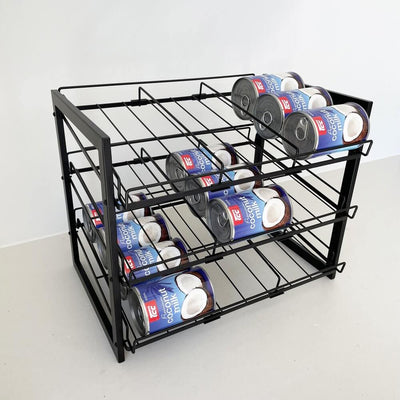 3 Tier Heavy Duty Adjustable Can Rack Matte Black