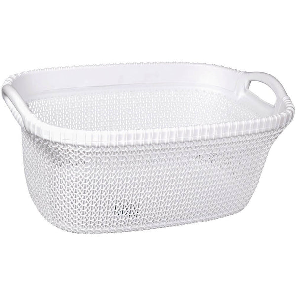 37L Knitted Laundry Basket White