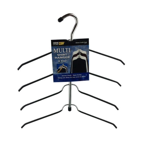 4 Tier Poly Coated Shirt Hanger Black