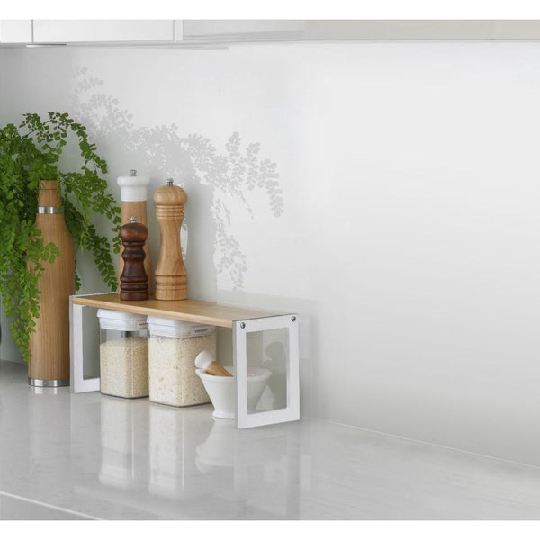 45cm Narrow Bamboo Pantry Shelf White