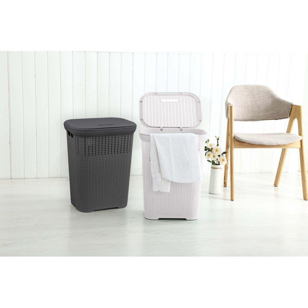 50L Knitted Laundry Hamper White