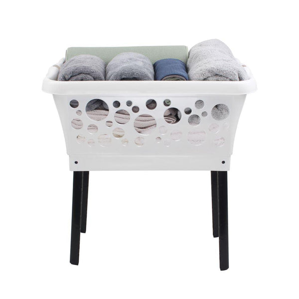 50L Laundry Basket on Legs White
