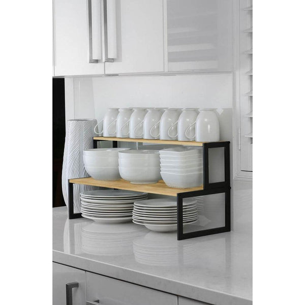 70cm Narrow Bamboo Pantry Shelf Matte Black