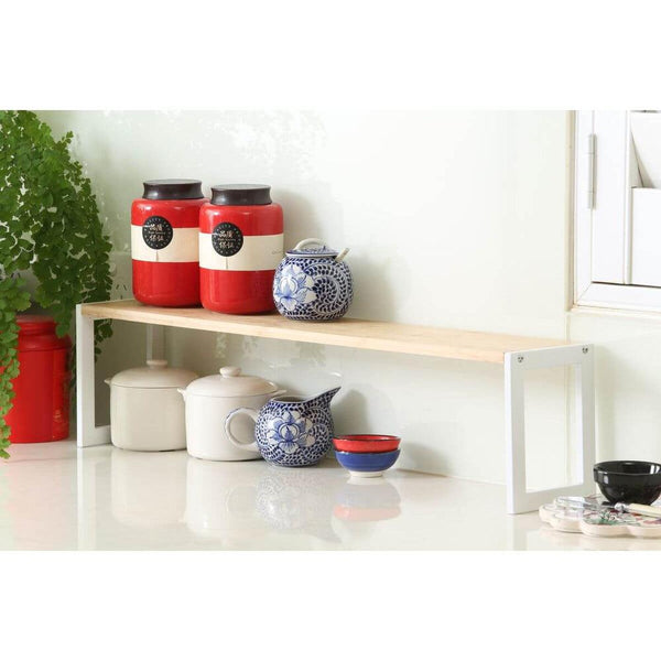70cm Narrow Bamboo Pantry Shelf Matte White