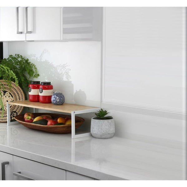 70cm Wide Bamboo Pantry Shelf White
