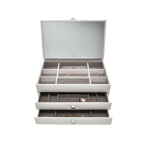 Boutique 2 Drawer Jewellery Box White
