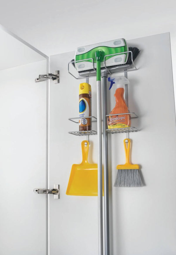 Broomy Over Door Broom & Mop Holder Silver