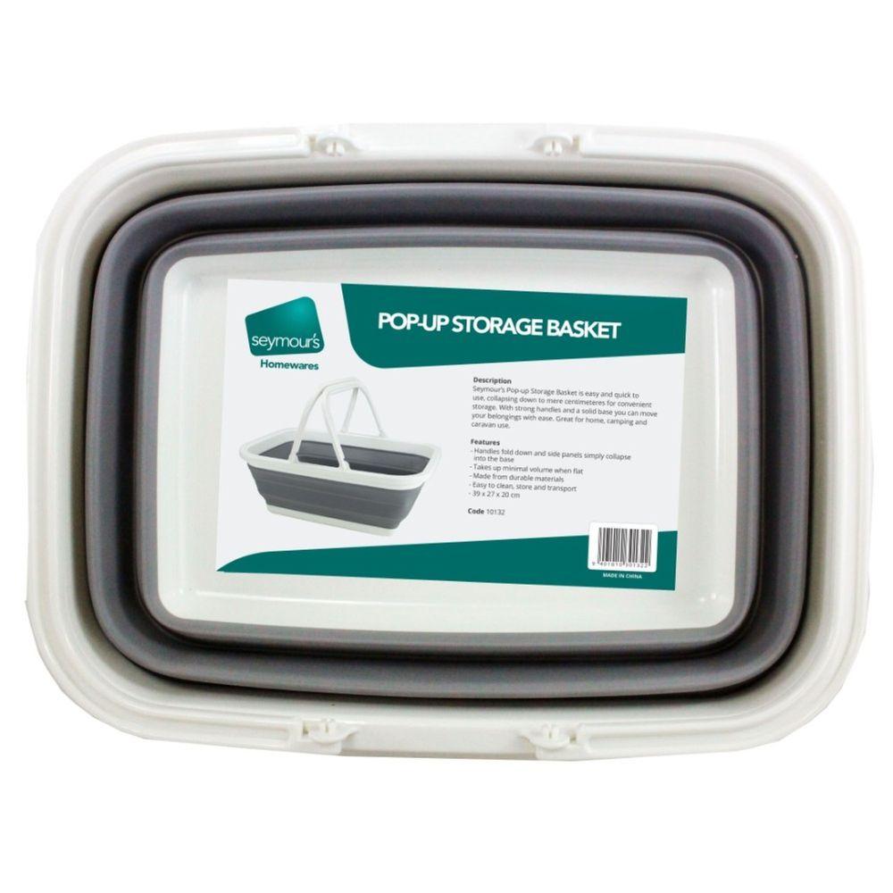 Collapsible Carry Basket with Handles White &amp; Grey - LAUNDRY - Baskets and Trolleys - Soko and Co