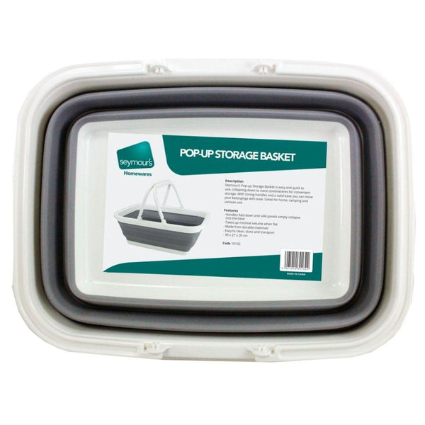 Collapsible Carry Basket with Handles White & Grey