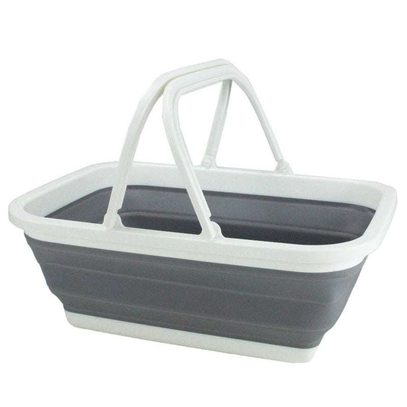 Collapsible Carry Basket with Handles White & Grey